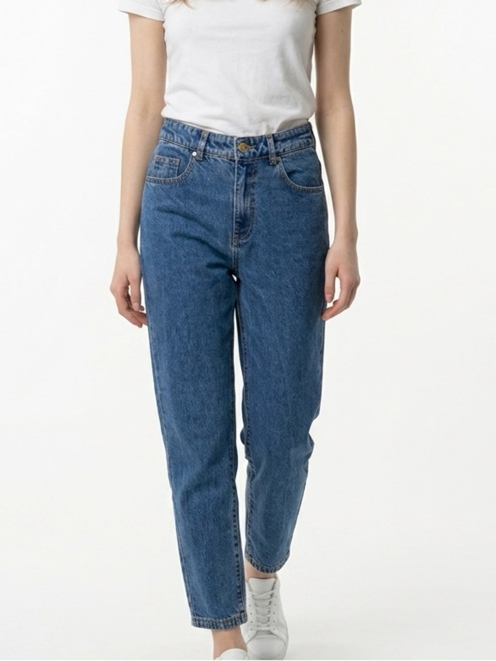 Princess‎ Polly High Waisted Mom Jeans Blue Medium Wash Tapered Leg Size 6 US